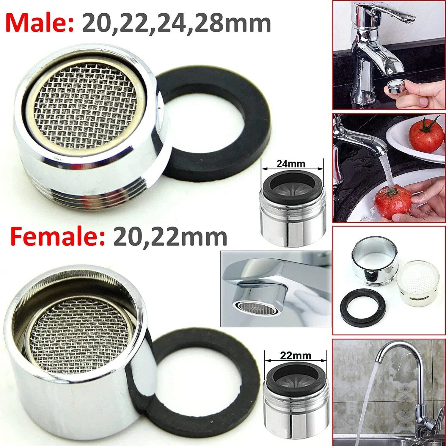 20MM male heavy duty tap aerator water saving basin faucet replacement splash proof filter attachment
