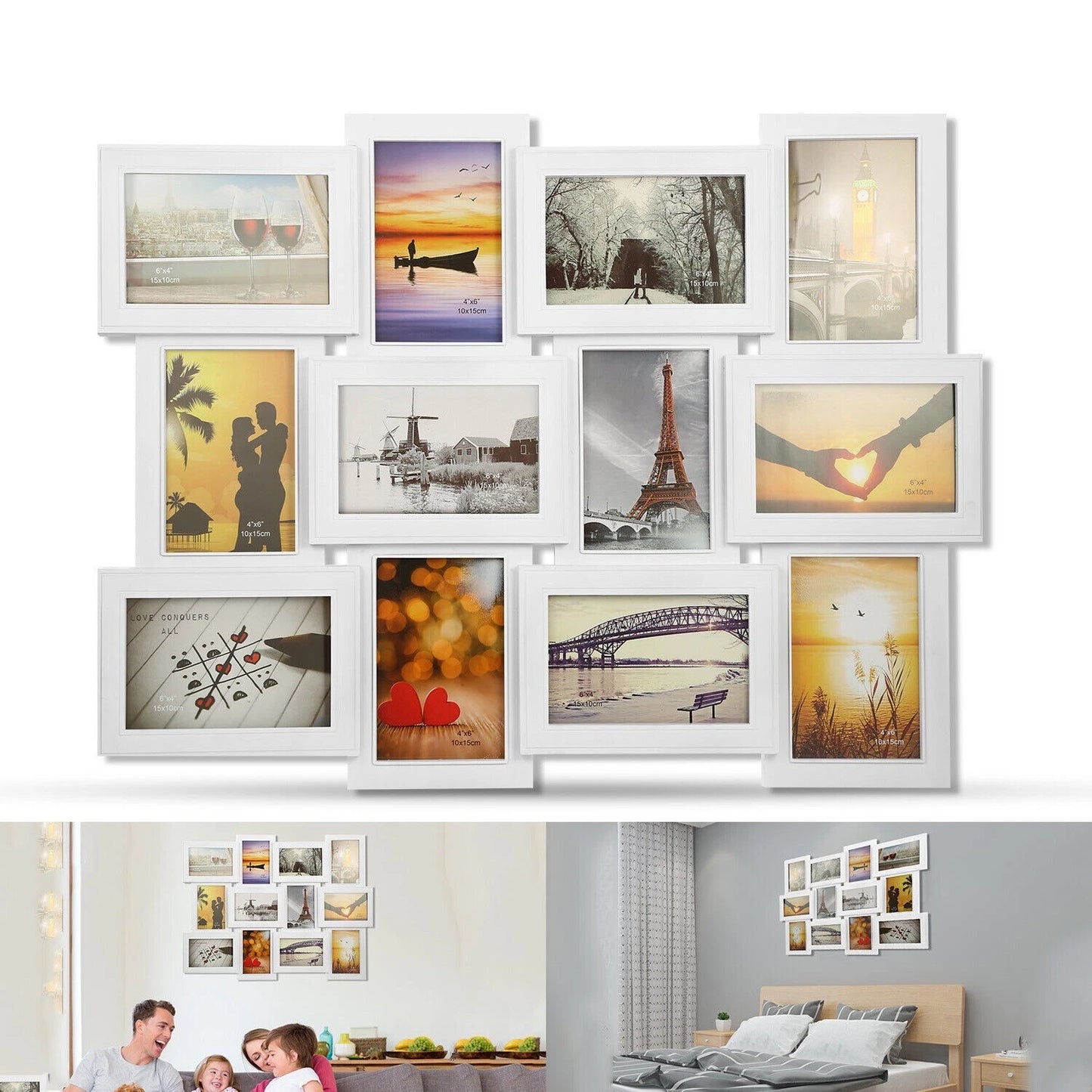 12 aperture collage picture frame for multiple 10 to 15 inch photo wall display and home décor-1