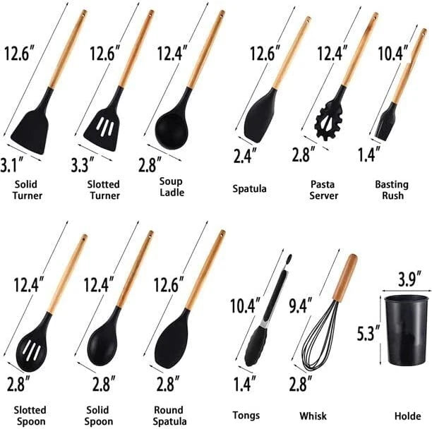 22 piece silicone kitchen utensil set heat resistant cookware tools for cooking baking and non-stick kitchen use-2