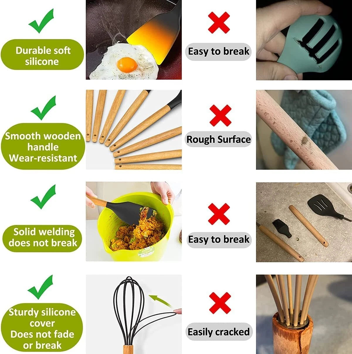 22 piece silicone kitchen utensil set heat resistant cookware tools for cooking baking and non-stick kitchen use-3