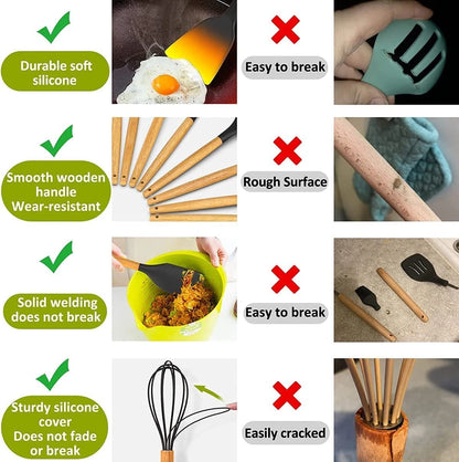 22 piece silicone kitchen utensil set heat resistant cookware tools for cooking baking and non-stick kitchen use-3