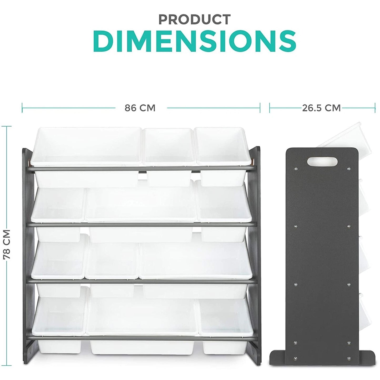 4 tier kids toy storage unit with 12 boxes and shelves for bedroom nursery and playroom organization-2