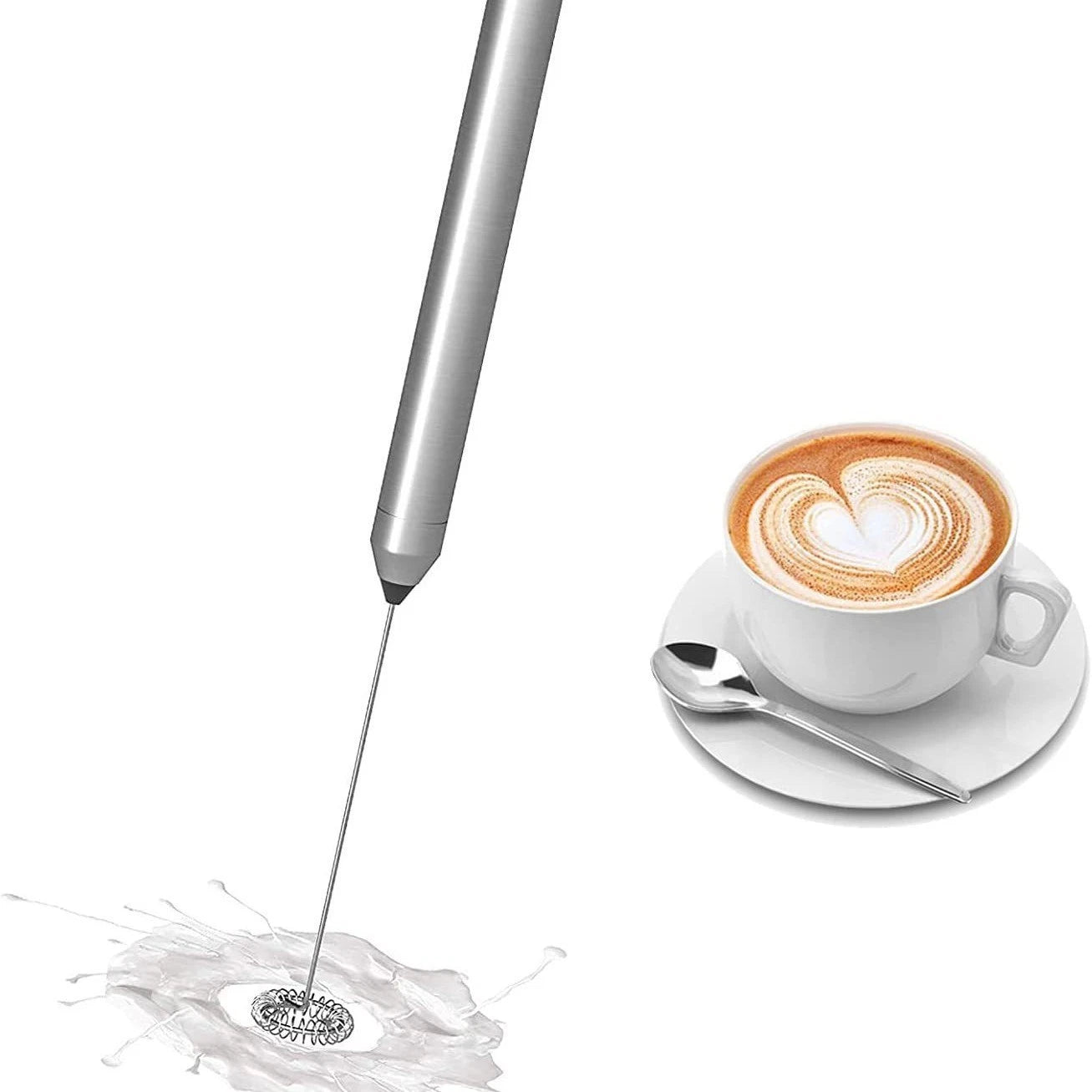 Handheld battery operated milk frother electric foam maker mini mixer for coffee lattes and cappuccino