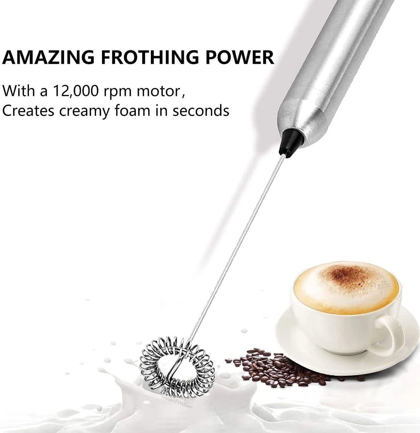 Handheld battery operated milk frother electric foam maker mini mixer for coffee lattes and cappuccino-2