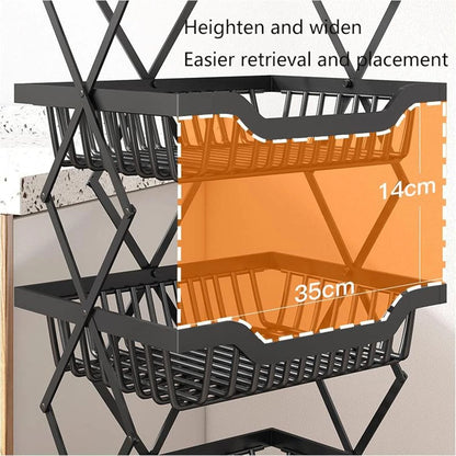4 tier rotating kitchen storage trolley cart mobile vegetable shelf rack organizer with wheels-2