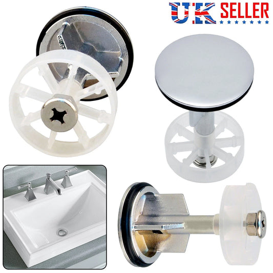 40MM chrome plated pop up basin sink waste push button slotted bathroom drain plug replacement