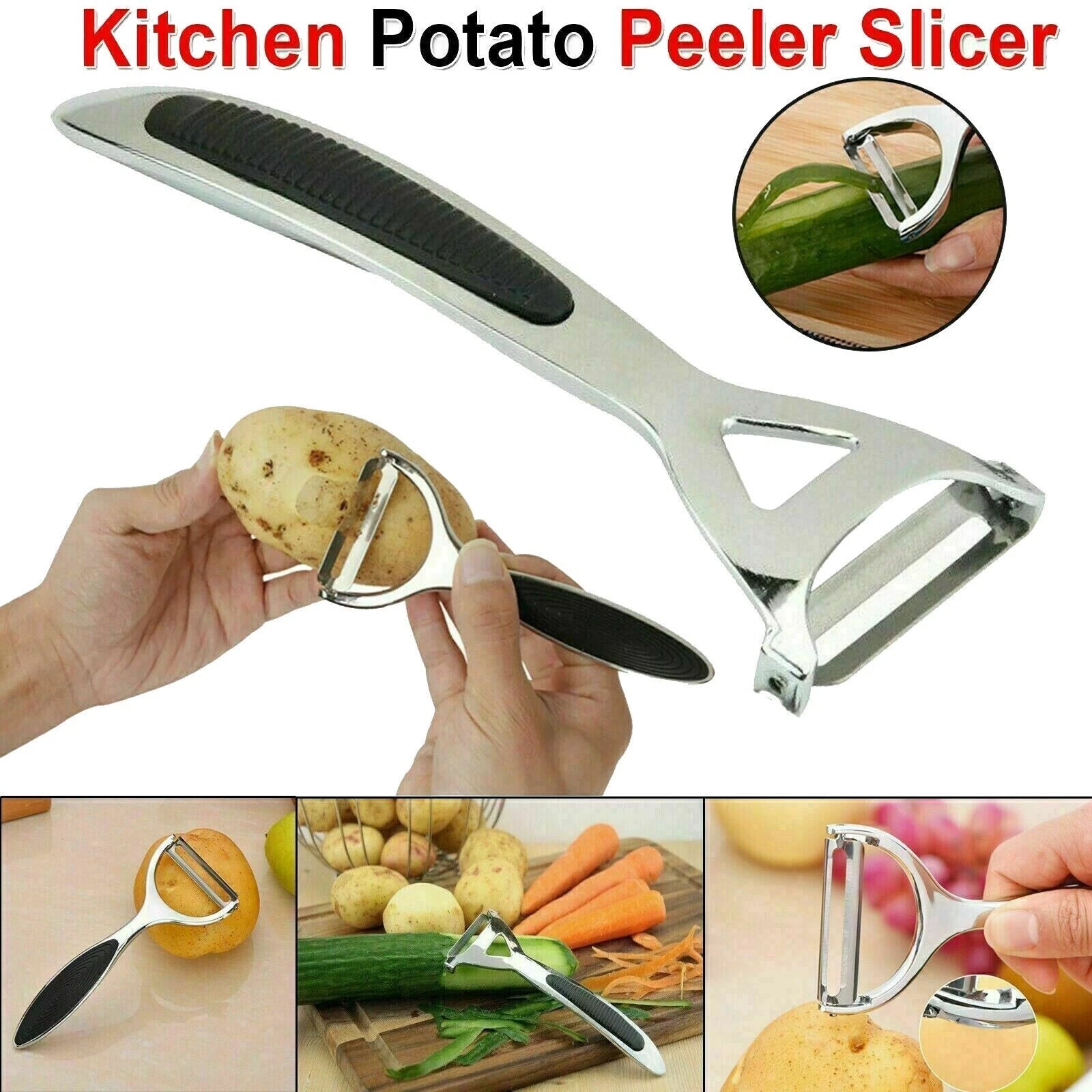 Heavy duty chrome alloy potato peeler kitchen tool for fast vegetable and fruit peeling and slicing-1