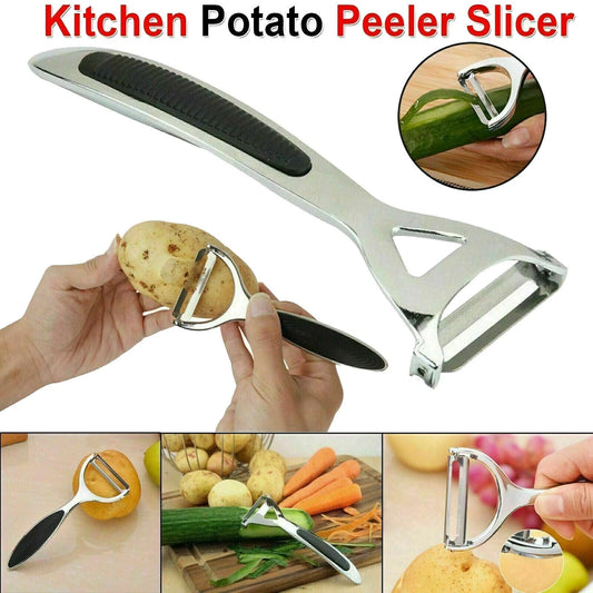 Heavy duty chrome alloy potato peeler kitchen tool for fast vegetable and fruit peeling and slicing-1