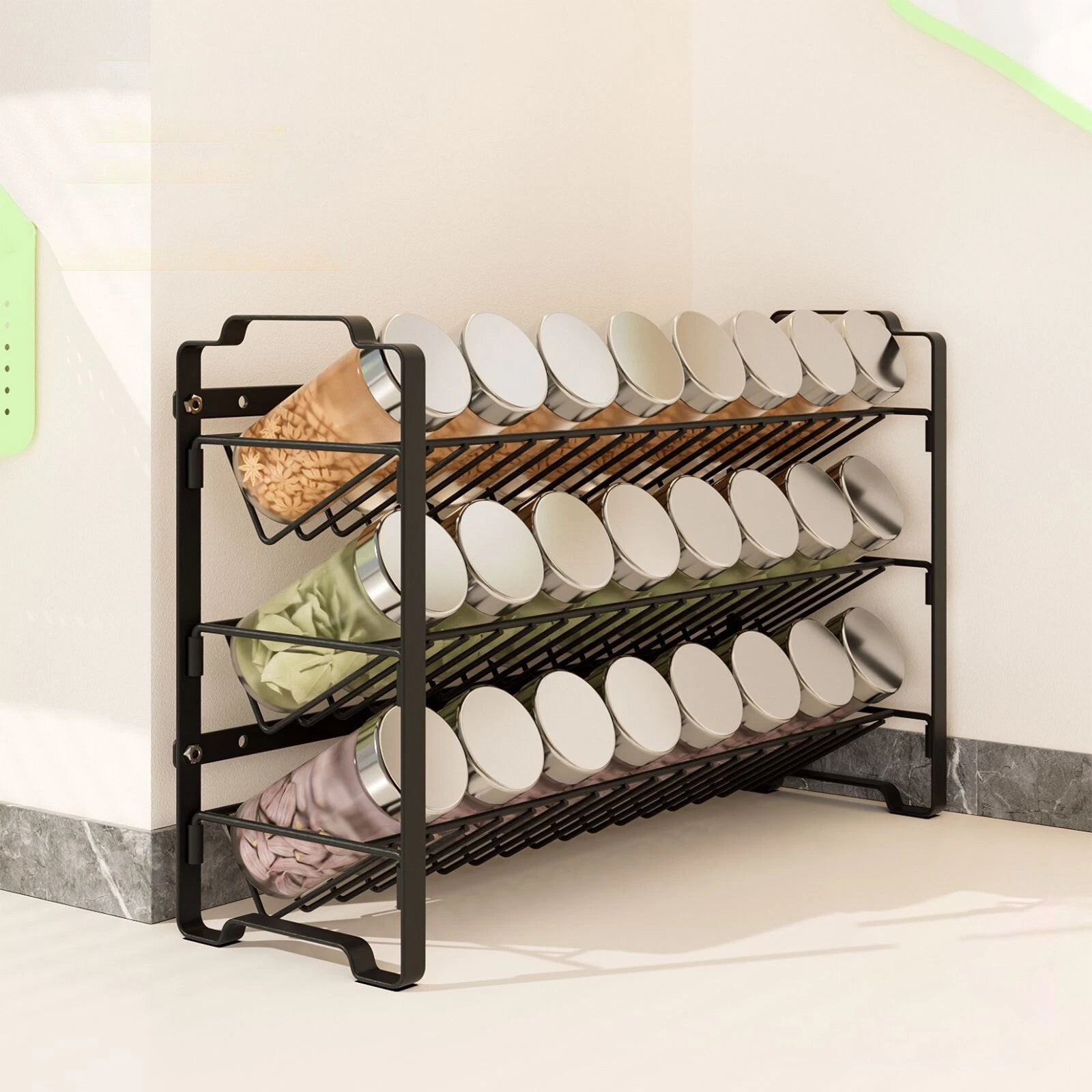 2 tier free standing spice rack kitchen herb jar storage organiser shelf holder countertop seasoning stand