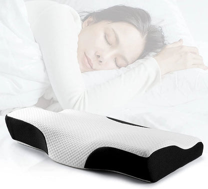 Memory foam contour orthopaedic pillow for neck back support sleeping cervical spine alignment cushion UK-1