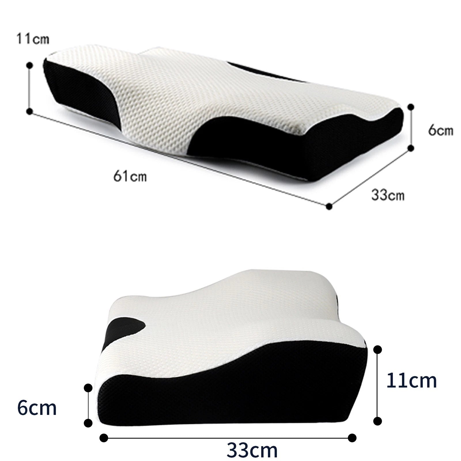Memory foam contour orthopaedic pillow for neck back support sleeping cervical spine alignment cushion UK-2