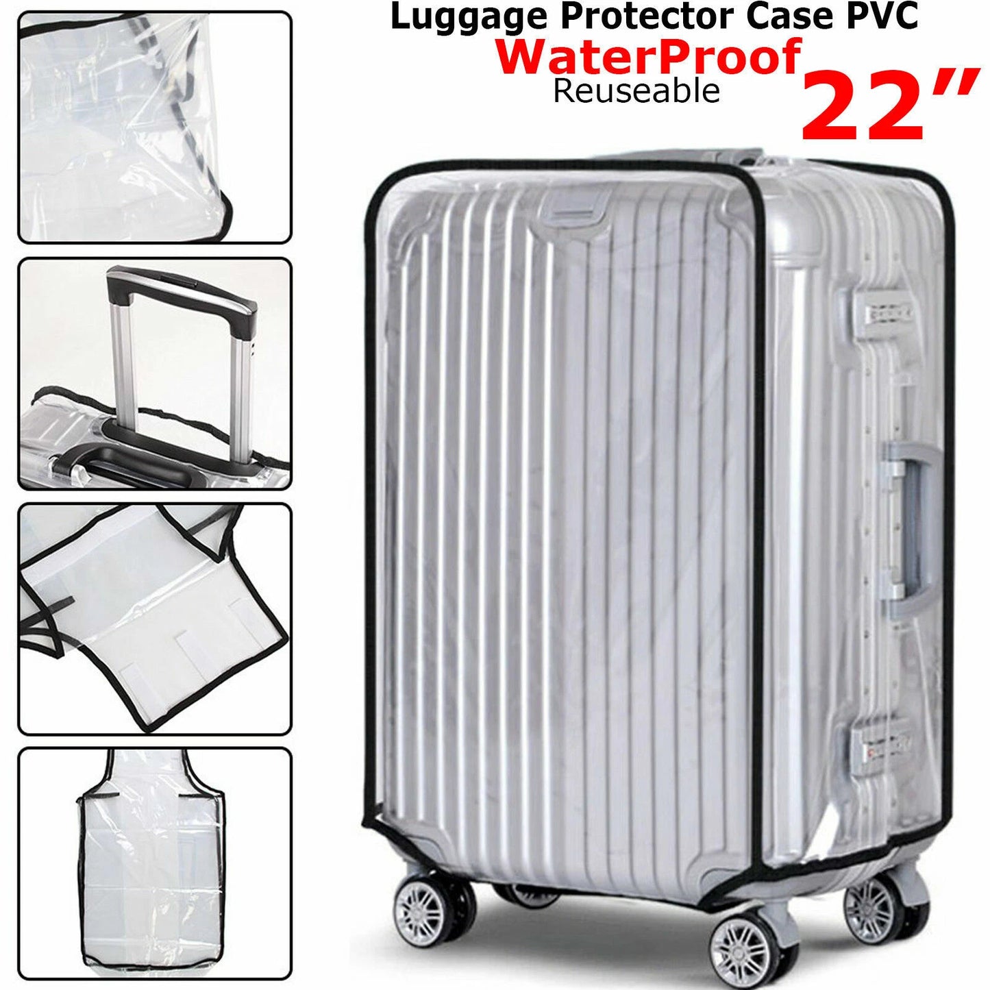 22 inch clear PVC luggage suitcase cover protector waterproof dustproof travel case sleeve UK