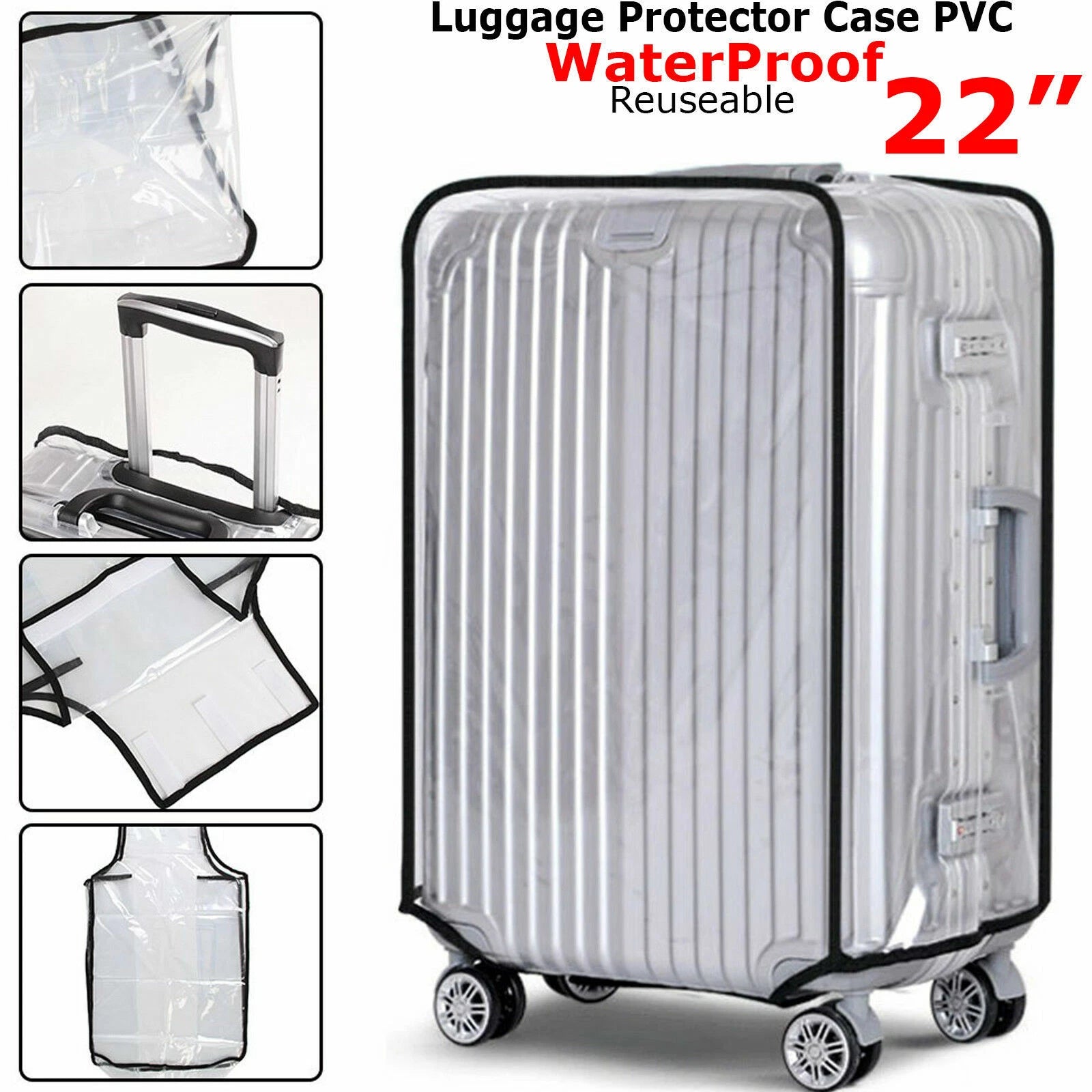 22 inch clear PVC luggage suitcase cover protector waterproof dustproof travel case sleeve UK