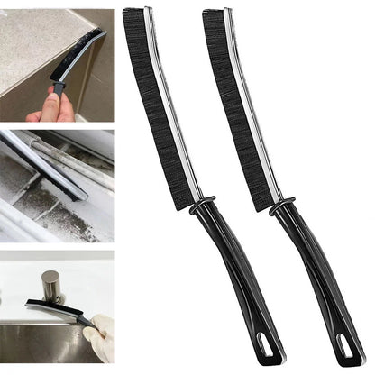 2 piece crevice cleaning brush set hard bristle for narrow gaps corners and household cleaning tool