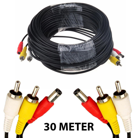30 meter BNC DC power CCTV extension cable for security camera DVR video and power connection kit-1