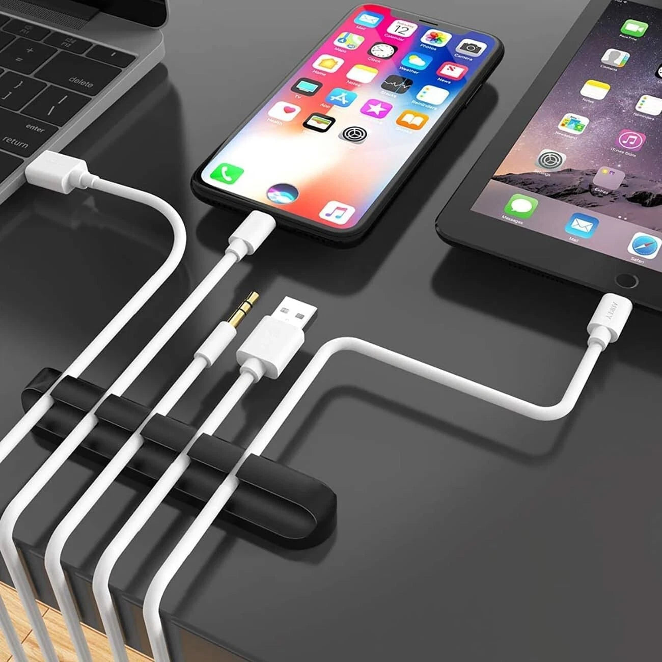 3 pack cable holder clips adhesive wire management desk organiser for charging cables and tidy desk setup UK