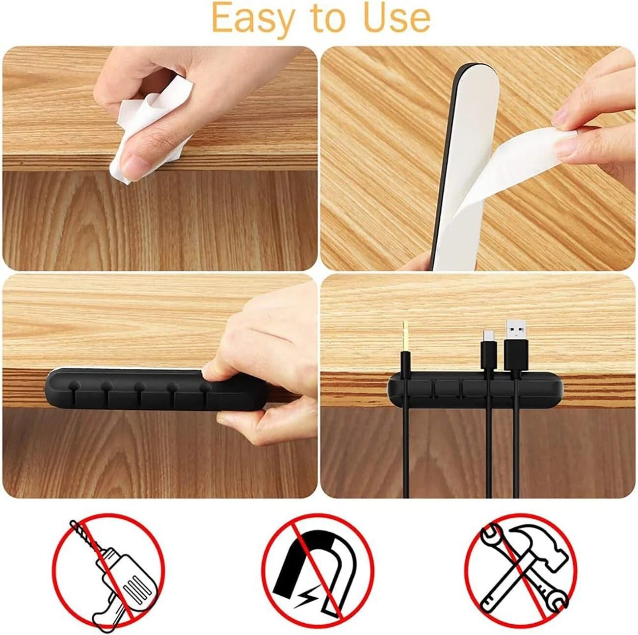 3 pack cable holder clips adhesive wire management desk organiser for charging cables and tidy desk setup UK-2