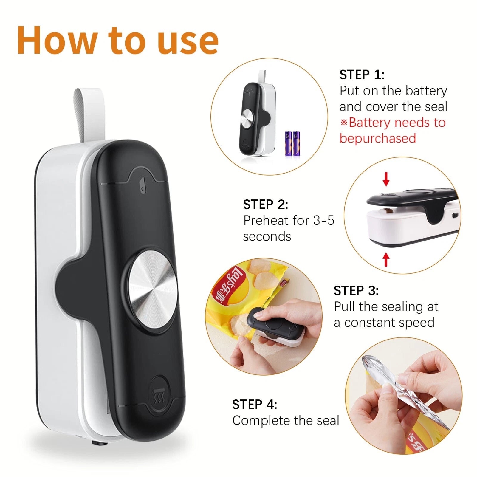 Mini Bag Food Heat Sealer 2 in 1 Handheld Vacuum Seal Portable USB Rechargeable | Kitchen Food Storage Sealing Machine-3