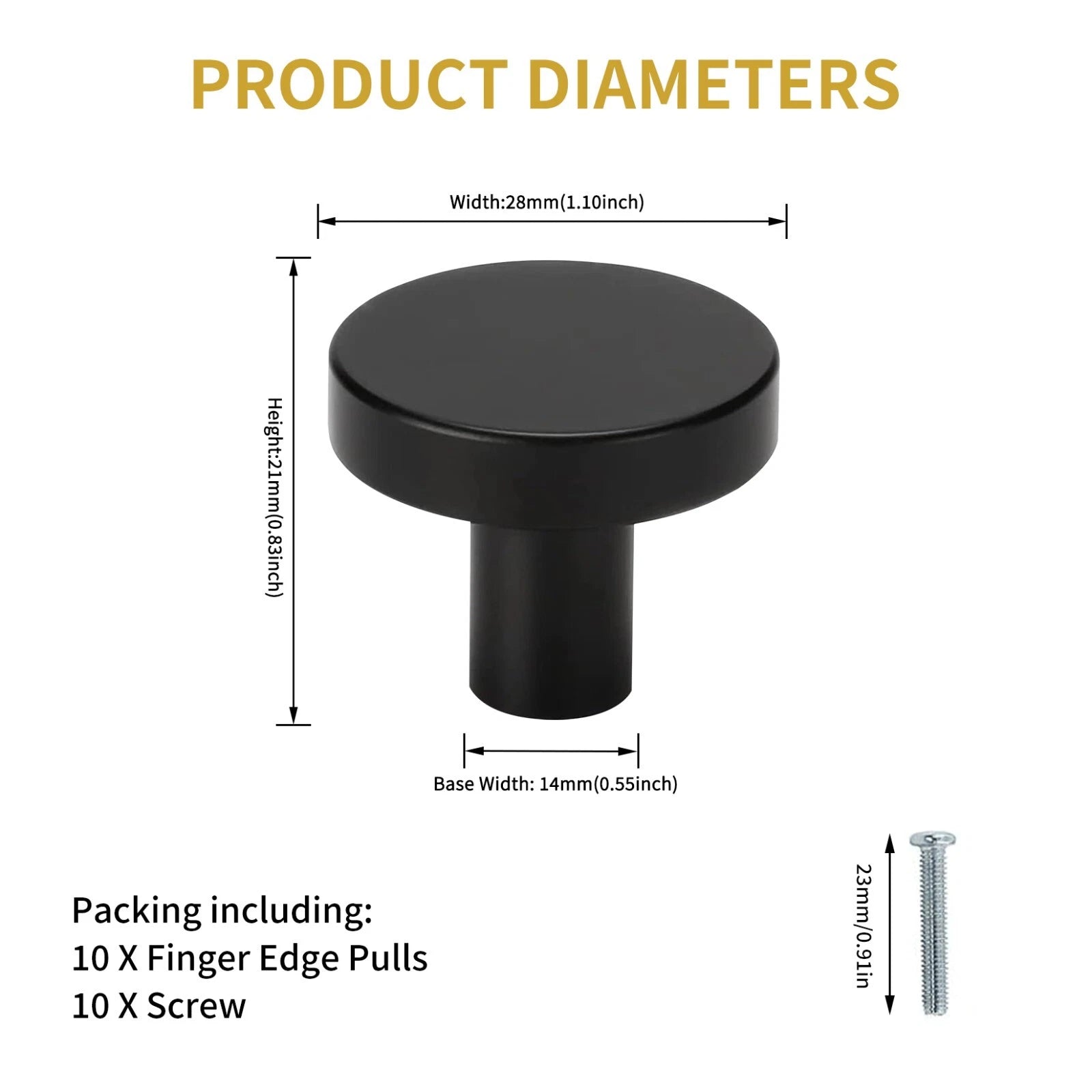 10 piece cabinet door knob set for cupboard drawer furniture kitchen and DIY replacement handles UK