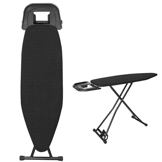 Lightweight folding ironing board 120cm x 40cm with adjustable height and non-slip feet for home laundry use