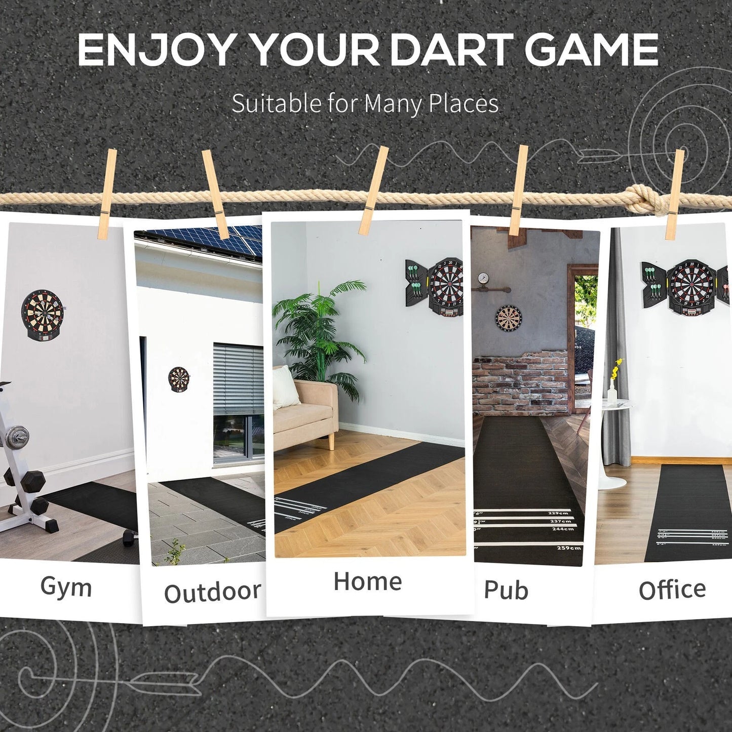 Rubber professional dart mat with marked throwing distances for darts games-3