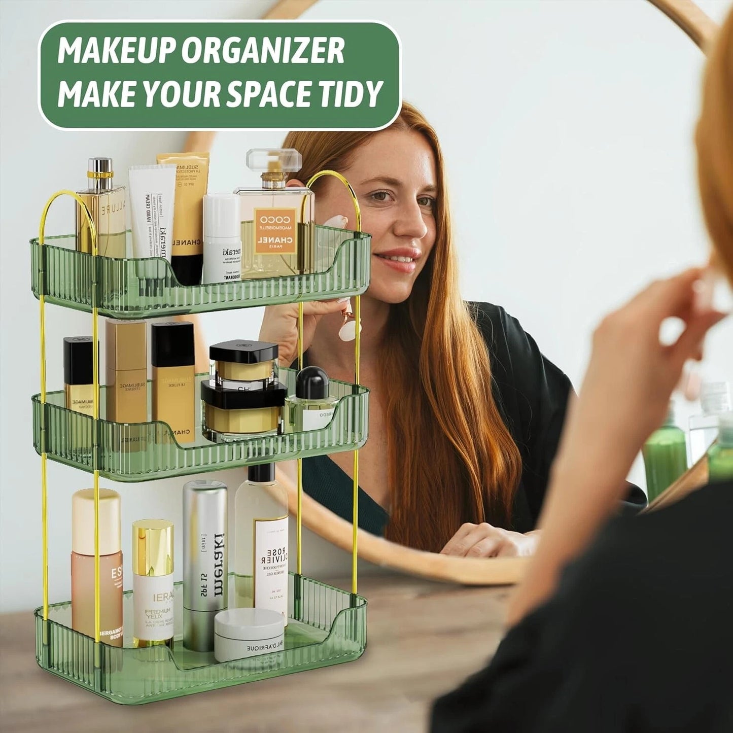 3 tier cosmetic makeup organiser shelf for perfumes, skincare and beauty storage-9