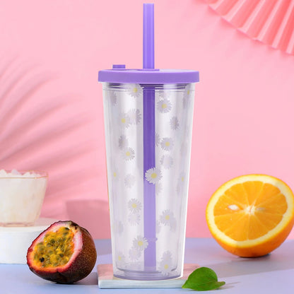 Reusable 24 Oz Boba Cup with Lid and Straw Leakproof Kawaii Bubble Tea Cup | Eco-Friendly Tumbler for Smoothies & Cold Drinks