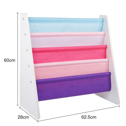Wooden kids sling bookshelf organizer rack for children books nursery bedroom and playroom storage-2