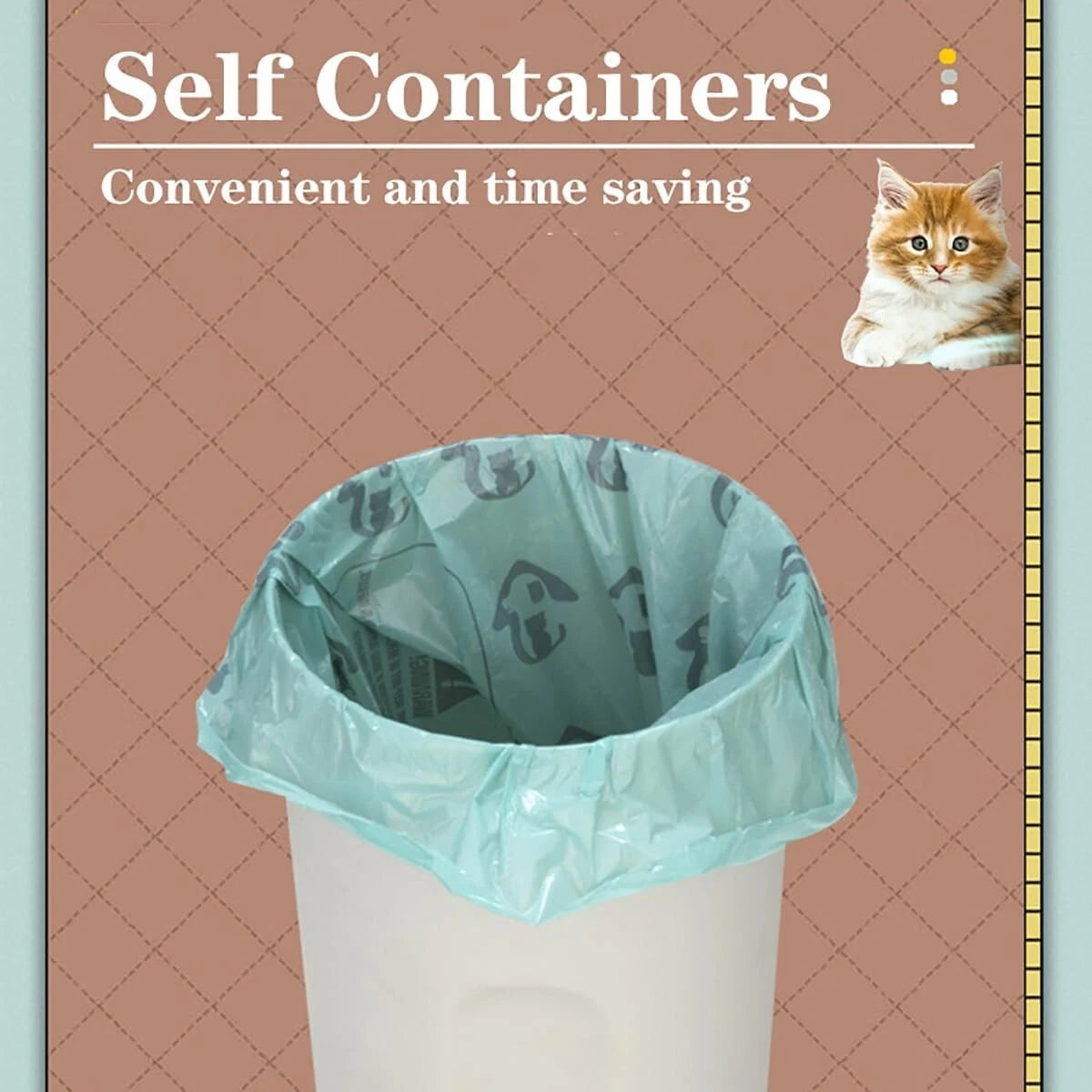 Cat litter scoop with detachable deep shovel holder, poop sifting slots, and 120 bin bags for hygienic daily litter box cleaning