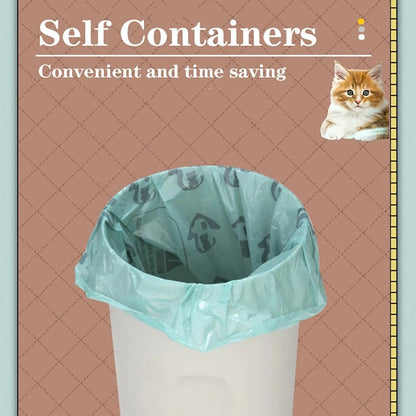 Cat litter scoop with detachable deep shovel holder, poop sifting slots, and 120 bin bags for hygienic daily litter box cleaning
