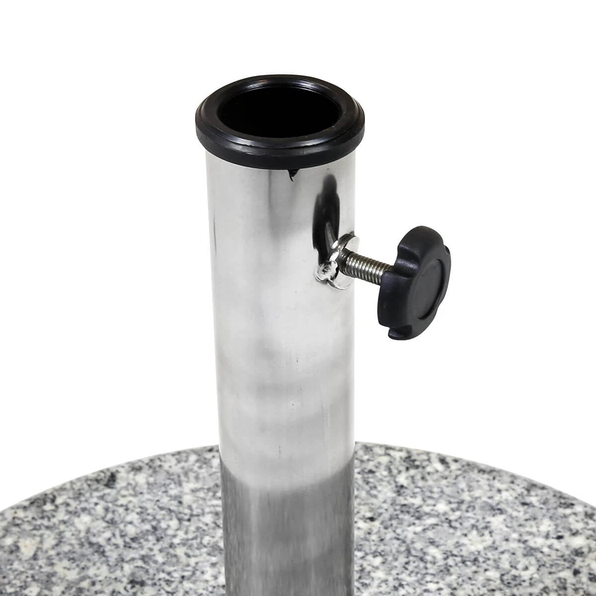 Charles Bentley 15Kg Round Granite Parasol Base Stone Umbrella Stand | Secure Windproof Stability | Patio Tables & Gardens
