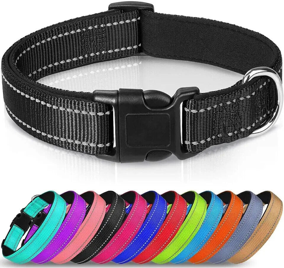 Reflective Breathable Neoprene Dog Collar Lead | Adjustable Padded Leash | Best For Safe Daily Dog Walking