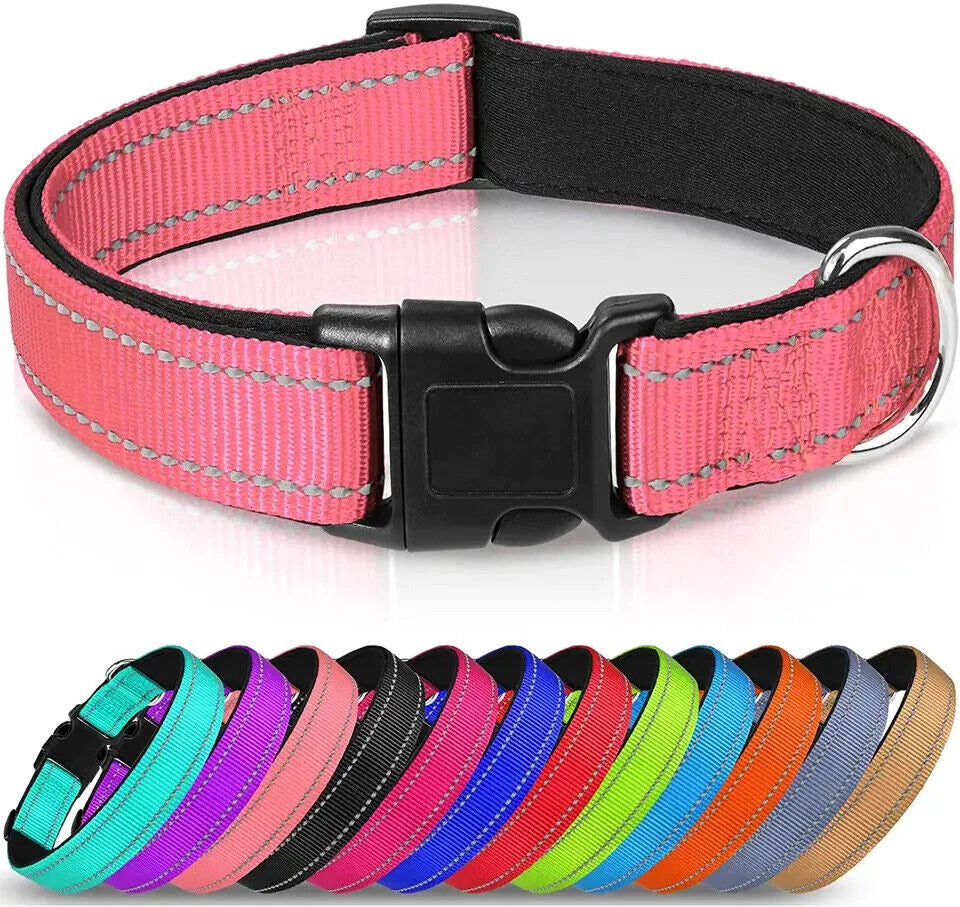 Reflective Breathable Neoprene Dog Collar Lead | Adjustable Padded Leash | Best For Safe Daily Dog Walking