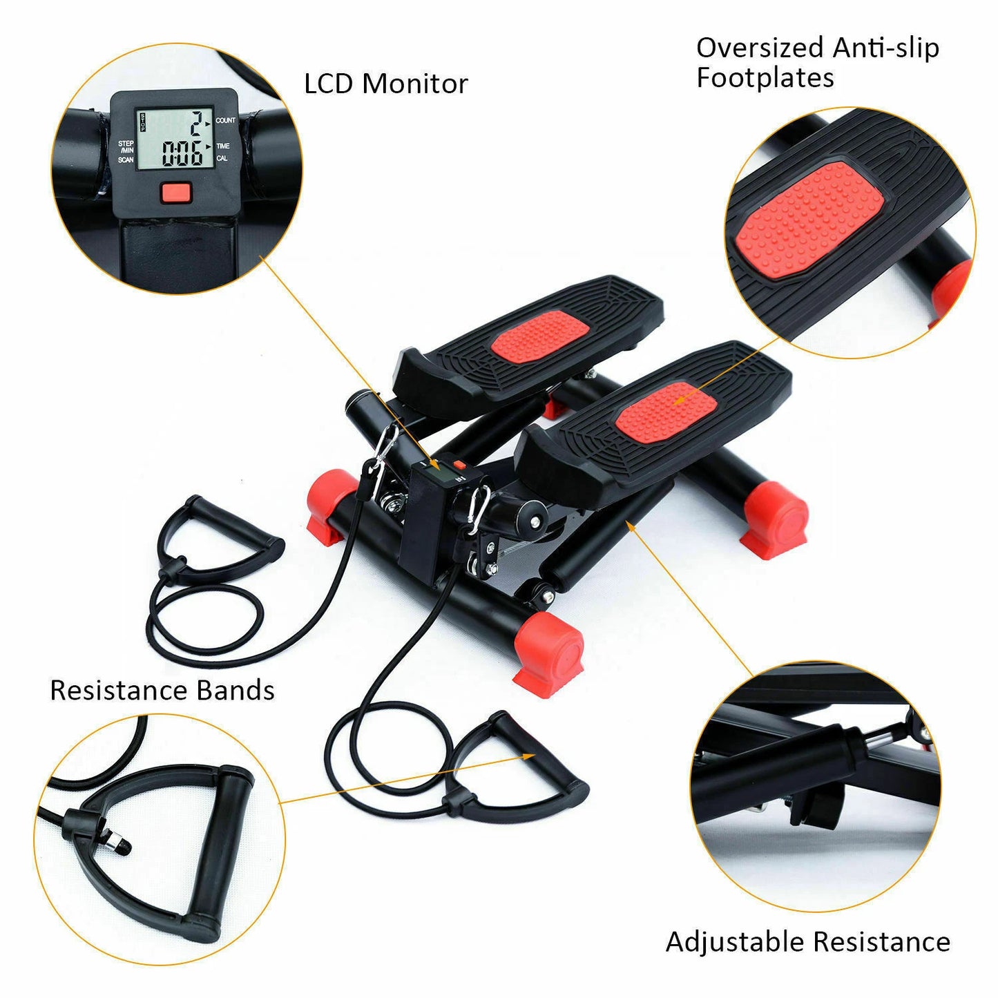 Mini stepper fitness exercise machine for leg arm thigh aerobic cardio workouts and compact home gym training-4