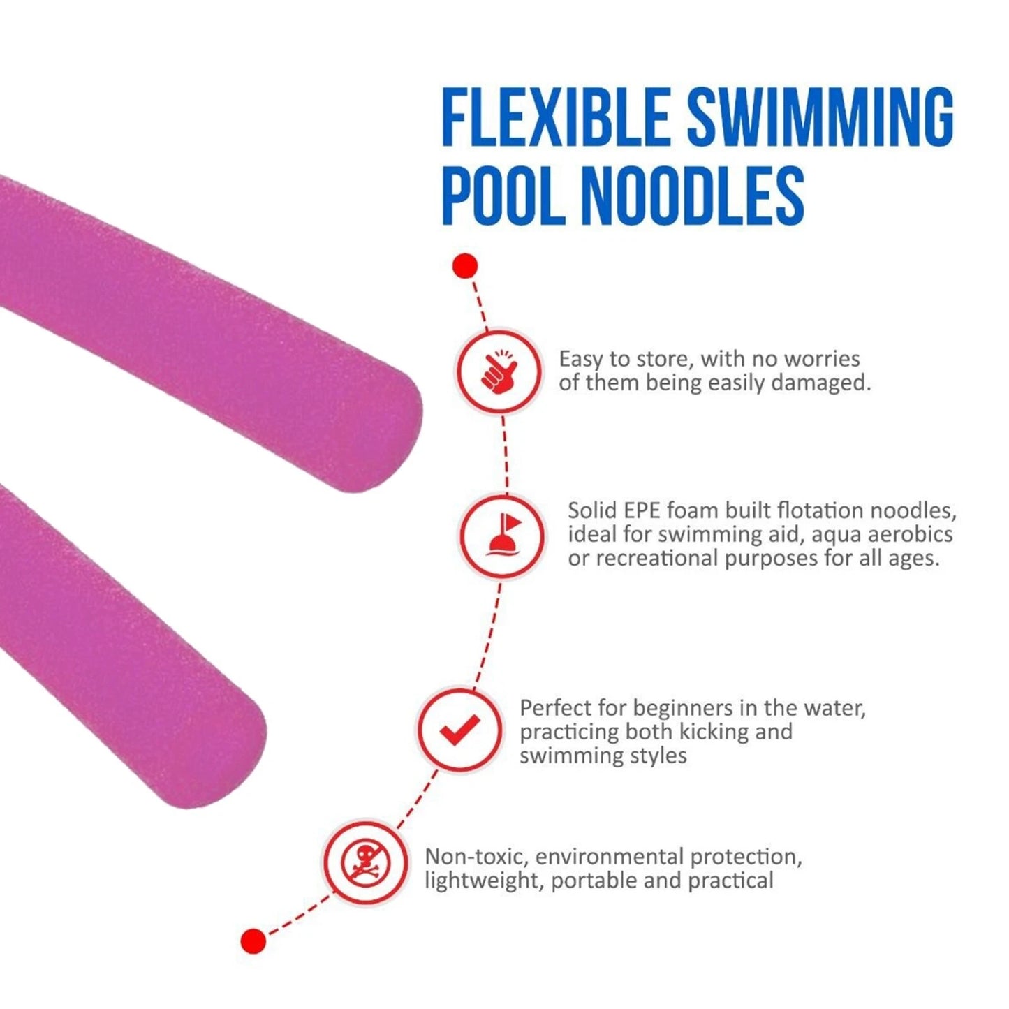 2 pack flexible swimming pool noodles float aid woggle logs for pool exercise swimming fun and water activities UK-2