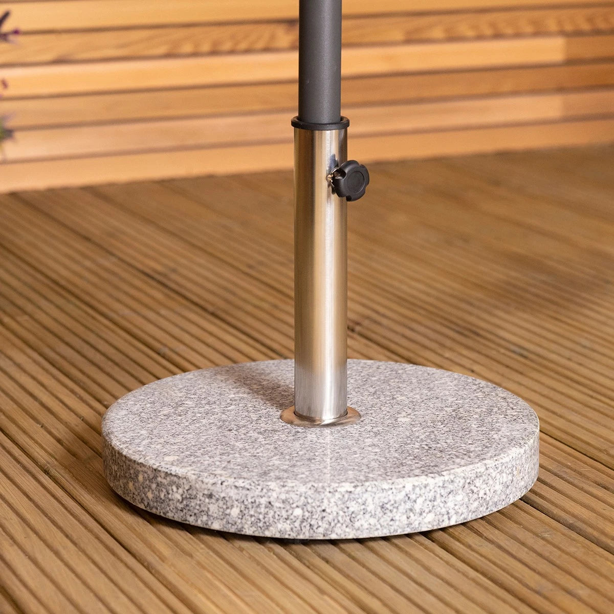 Charles Bentley 15Kg Round Granite Parasol Base Stone Umbrella Stand | Secure Windproof Stability | Patio Tables & Gardens