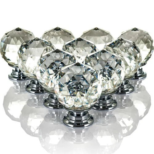 10 crystal glass diamond cabinet knobs for drawers cupboards furniture and kitchen handle upgrades