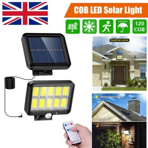 120 LED solar powered motion sensor wall light waterproof outdoor security lamp for garden and home use-1