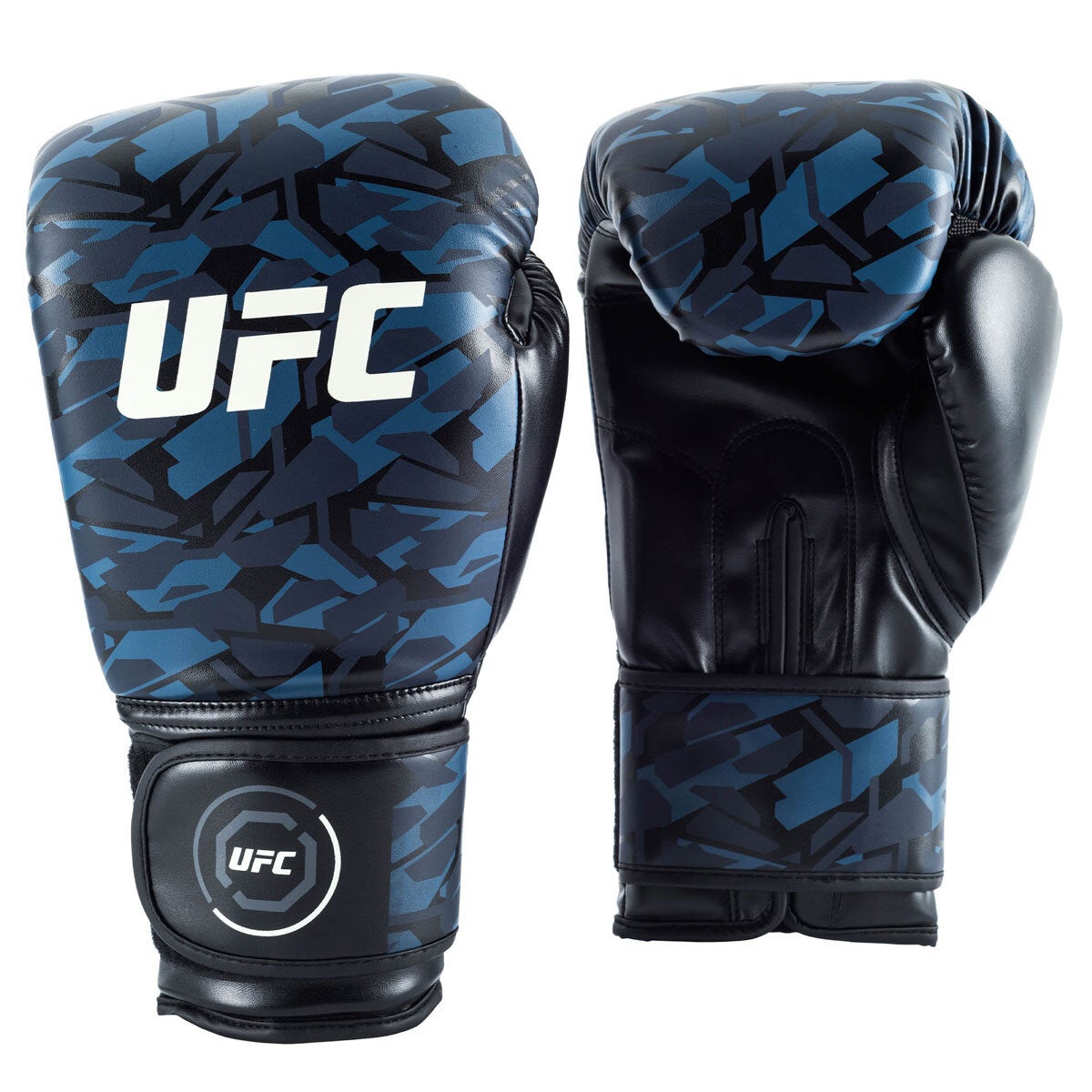 UFC Octagon camo boxing gloves with hand wraps, main view