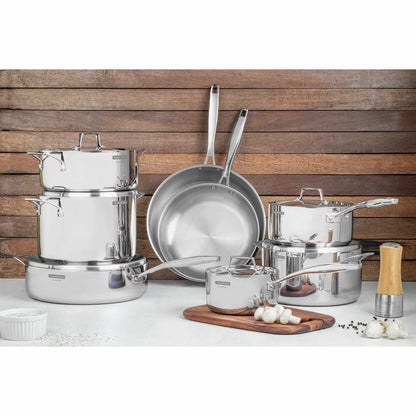 Tramontina Tri-Ply Stainless Steel Cookware Set, 14 Piece | Even Heat Distribution | Home Chefs & Family Cooking